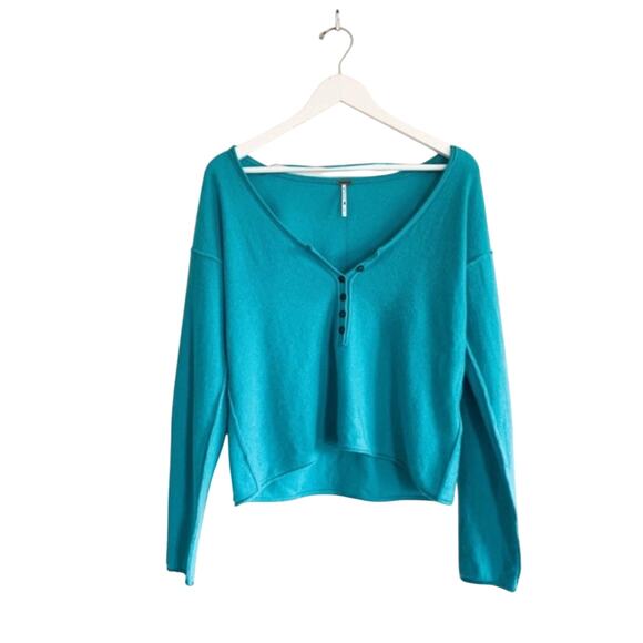 Free People Nimbus Cashmere Henley NEW XS BLUE - Picture 7 of 11